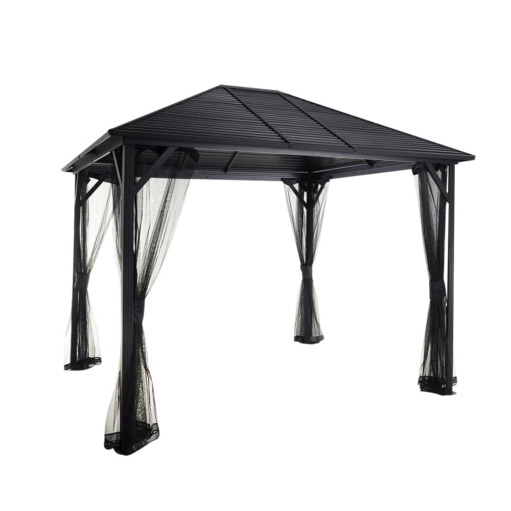 Abri soleil en aluminium et acier Tofino noir 10&nbsp;pi&nbsp;x&nbsp;10&nbsp;pi