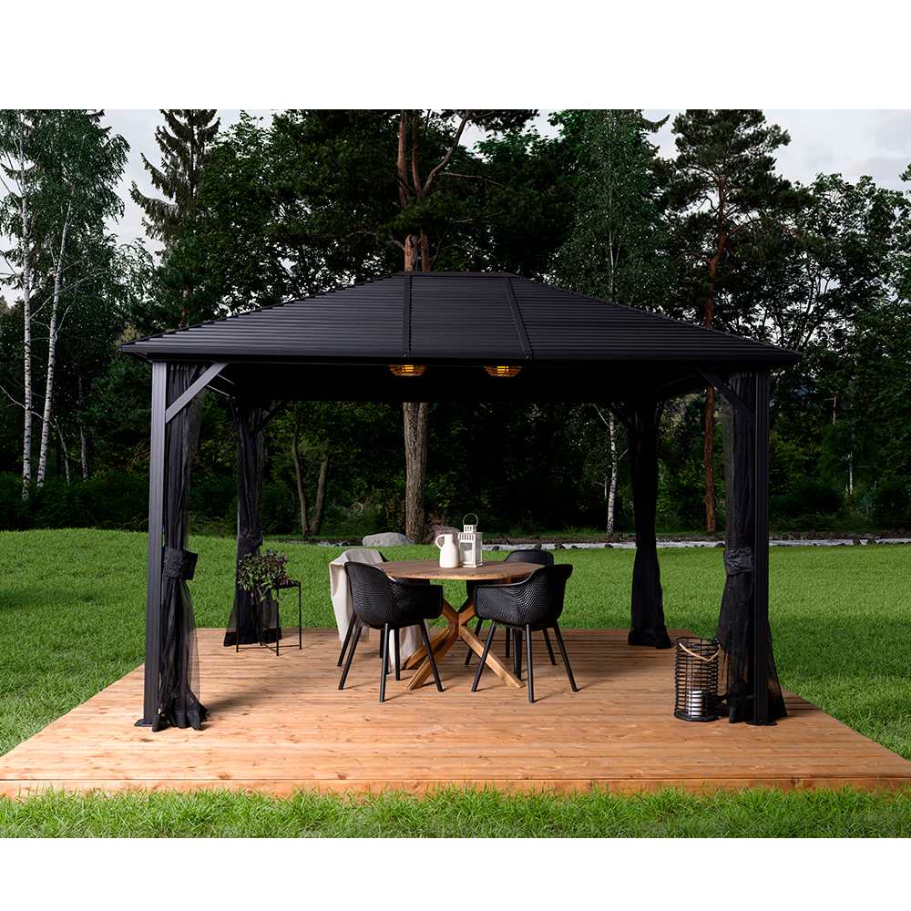 Abri soleil en aluminium et acier Tofino noir 10&nbsp;pi&nbsp;x&nbsp;10&nbsp;pi