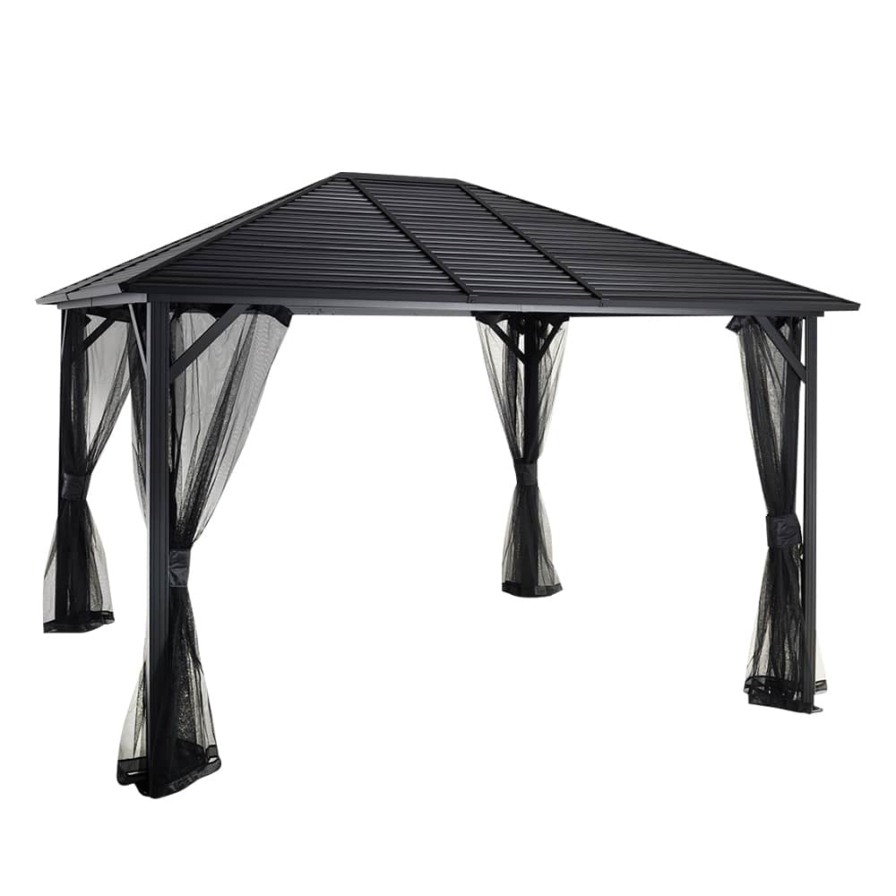 Abri soleil en aluminium et acier Tofino noir 10&nbsp;pi&nbsp;x&nbsp;12&nbsp;pi