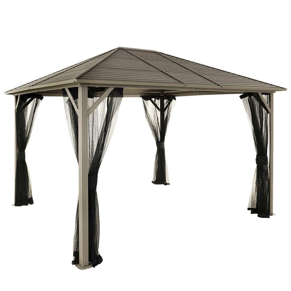 Abri soleil en aluminium et acier Tofino beige 10&nbsp;pi&nbsp;x&nbsp;12&nbsp;pi