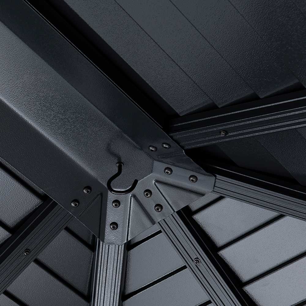 Abri soleil en aluminium et acier Sanibel effet bois et noir 10&nbsp;pi&nbsp;x&nbsp;12&nbsp;pi