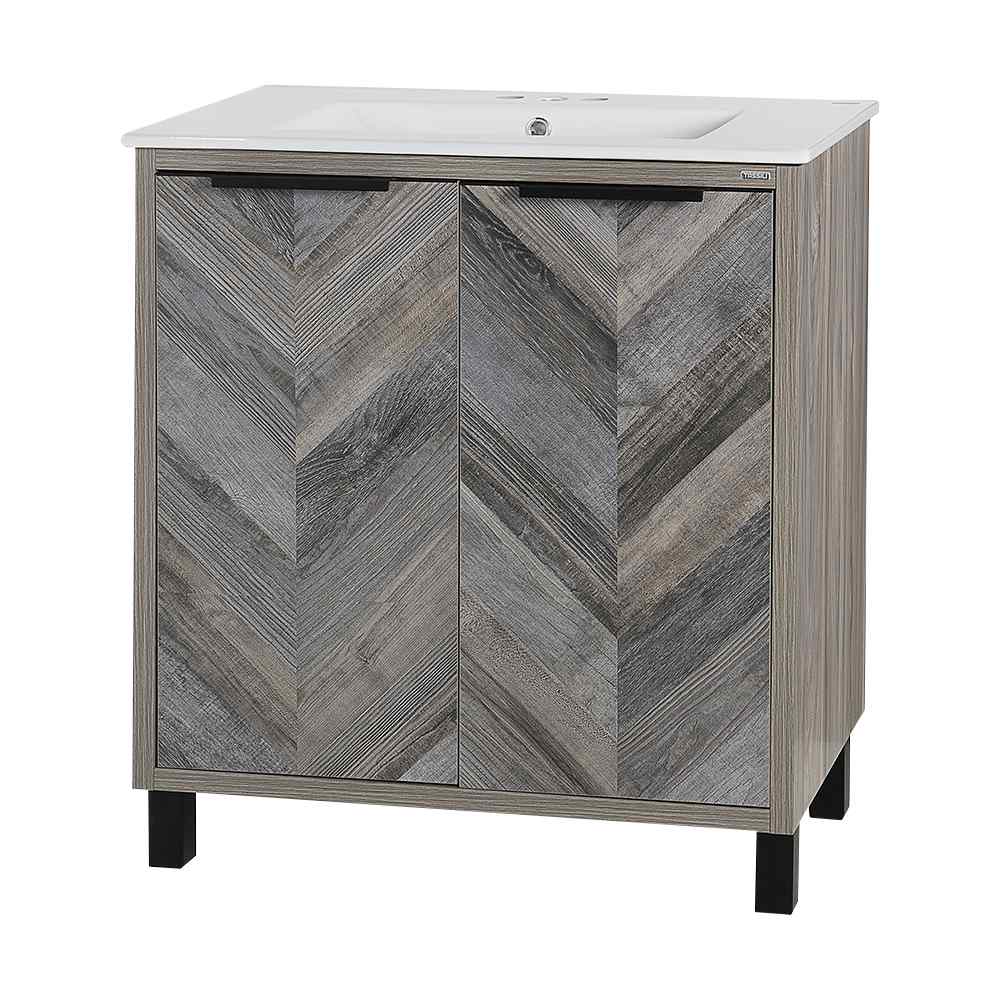 Meuble-lavabo Sienna fini chêne gris 30&nbsp;po TASSILI