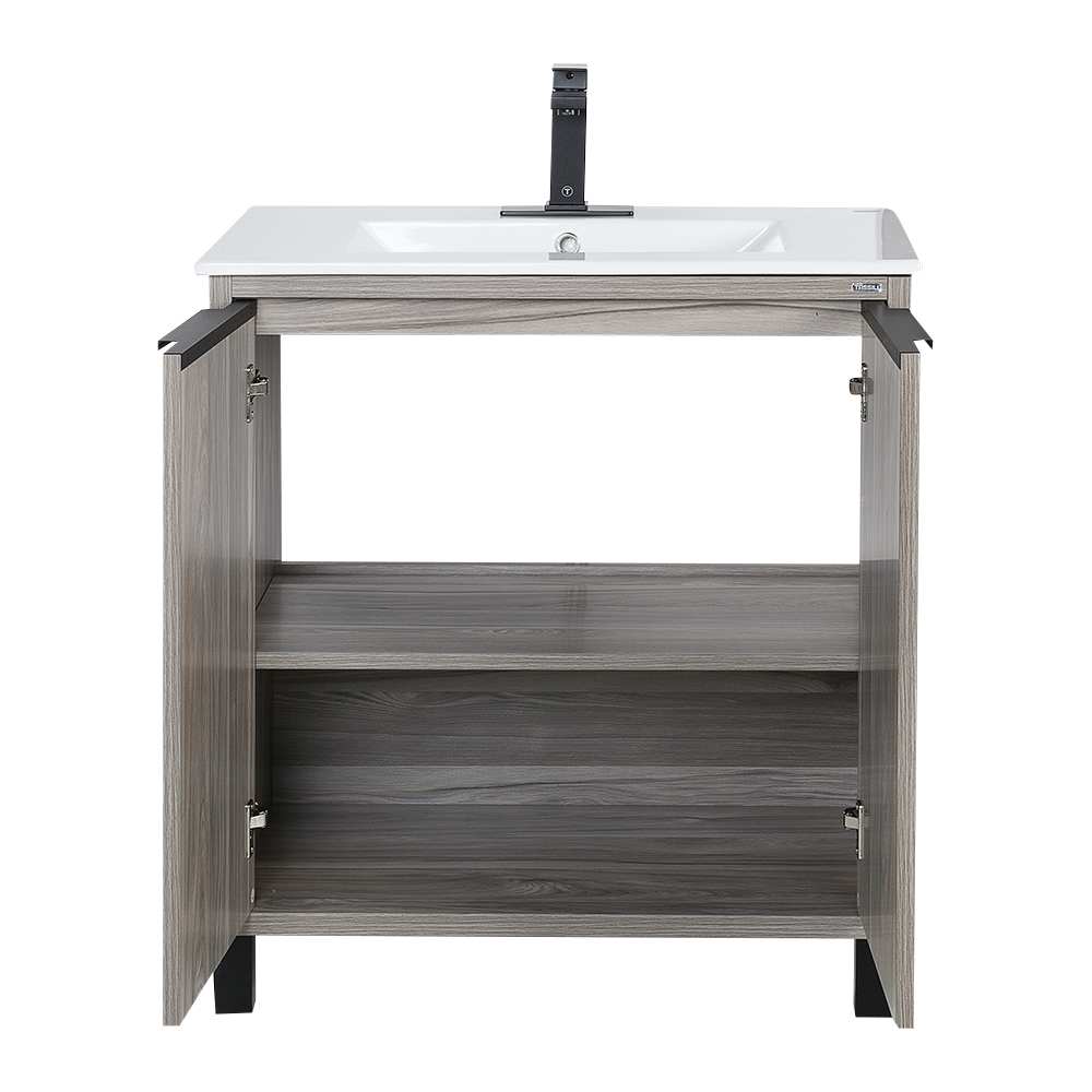 Meuble-lavabo Sienna fini chêne gris 30&nbsp;po TASSILI