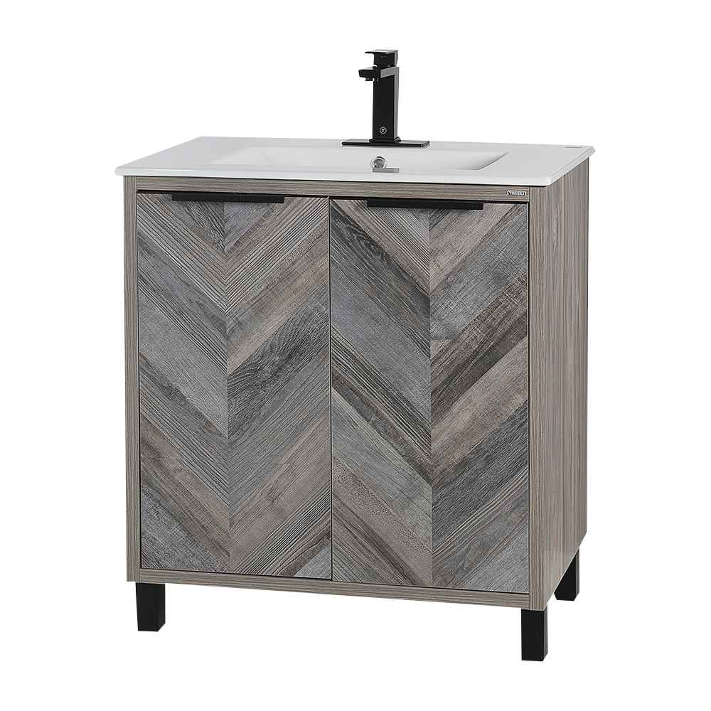 Meuble-lavabo Sienna fini chêne gris 30&nbsp;po TASSILI