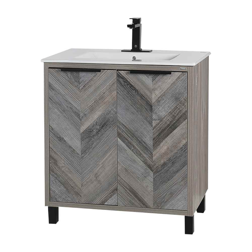 Meuble-lavabo Sienna fini chêne gris 30&nbsp;po TASSILI