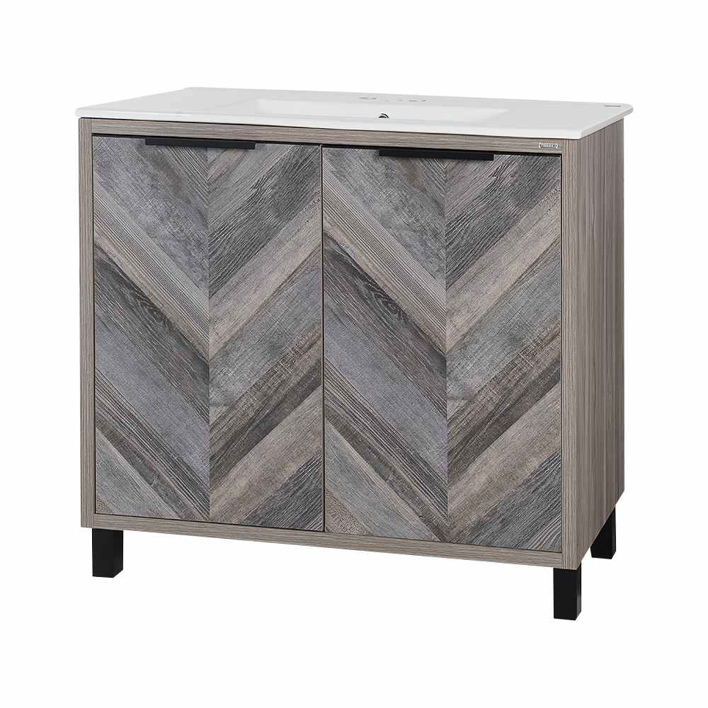 Meuble-lavabo Sienna fini chêne gris 36&nbsp;po TASSILI