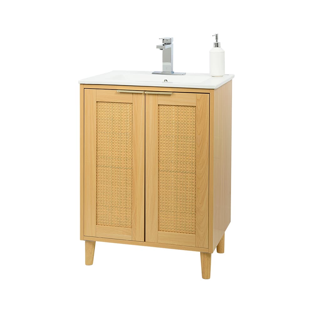 Meuble-lavabo Beatrice fini naturel 24&nbsp;po TASSILI