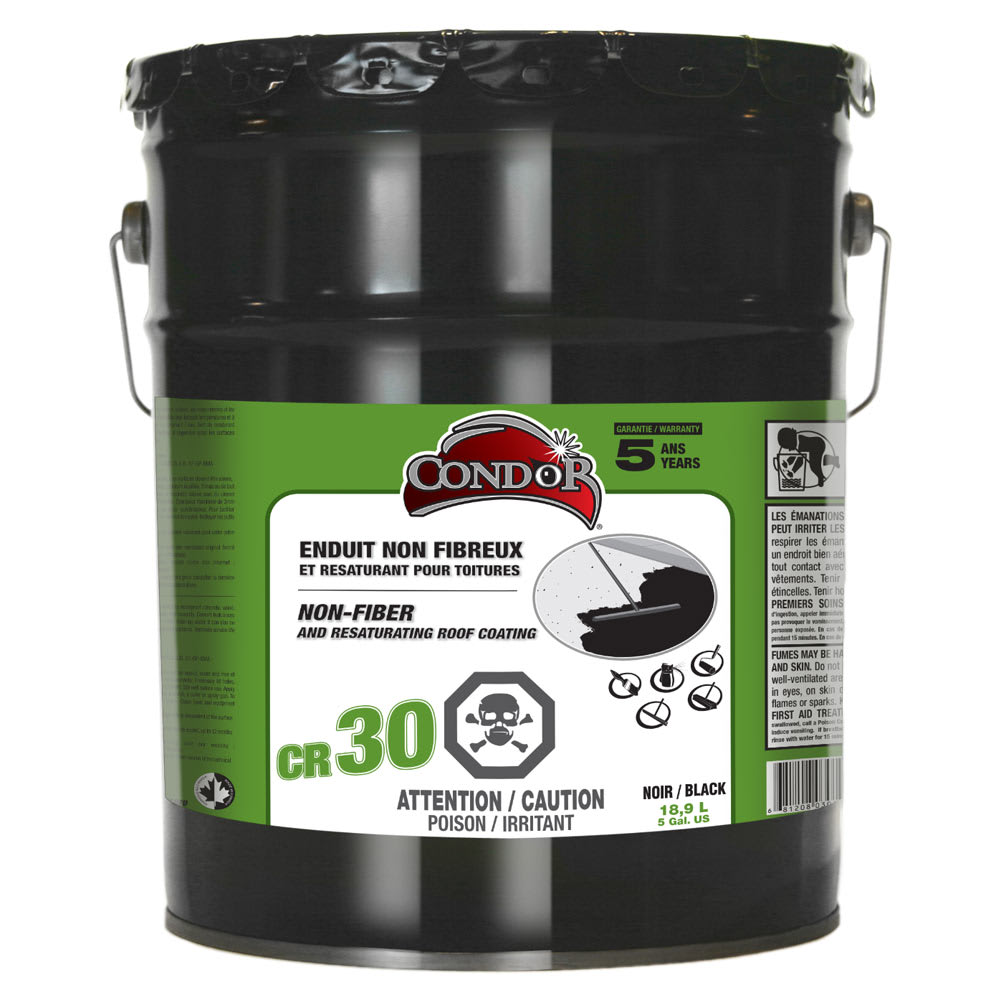 Enduit à toiture non fibreux noir 18,9 L