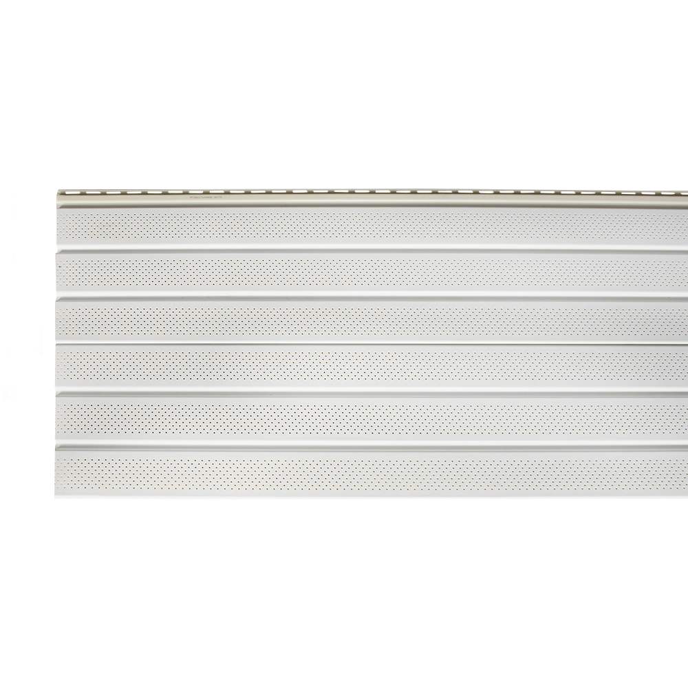 White Vinyl Ventilated Soffit 12&nbsp;in&nbsp;x&nbsp;12&nbsp;ft