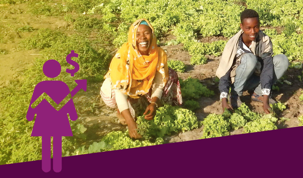 African farmers with their crops