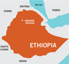 A map showing that the project is located in the Amhara region of Ethiopia