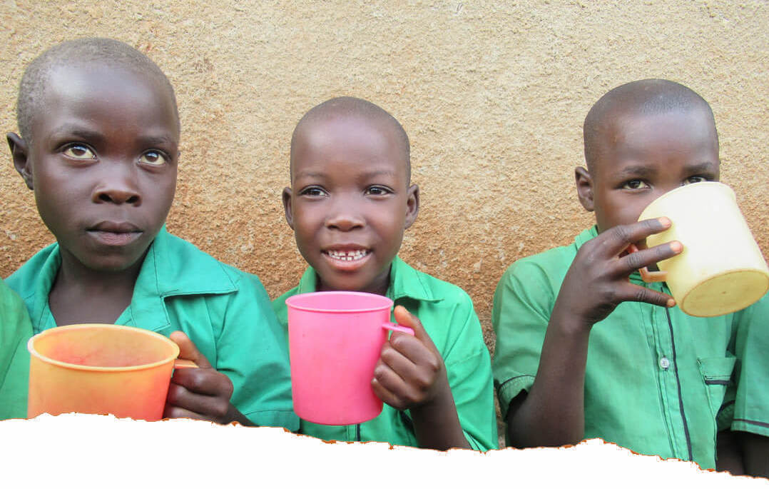 African school children having lunch