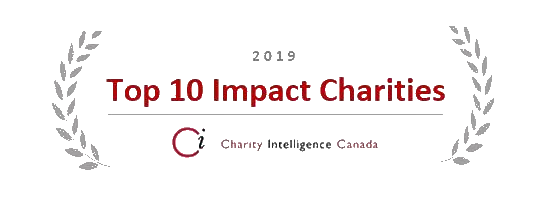 2019 Top 10 Impact Charities as awarded by Charity Intelligence Canada
