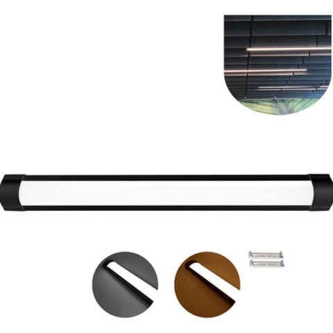 Luminária LED Linear Preta 60cm 20W: Sobrepor, Design Moderno e Eficiente — foto 1