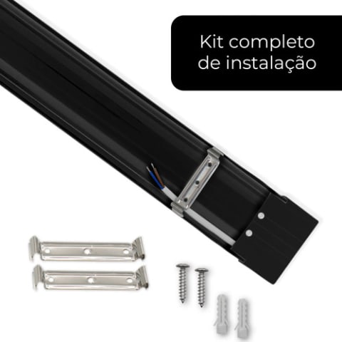 Luminária LED Linear Preta 60cm 20W: Sobrepor, Design Moderno e Eficiente — foto 6