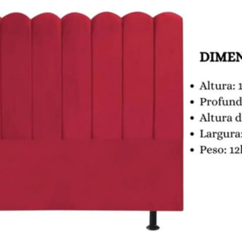 Cabeceira Nuvem Alanis Suede Vermelho p/ Cama Box King 195cm — foto 5