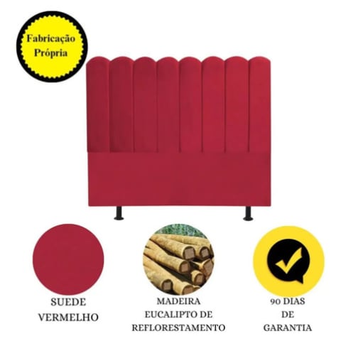 Cabeceira Nuvem Alanis Suede Vermelho p/ Cama Box King 195cm — foto 4