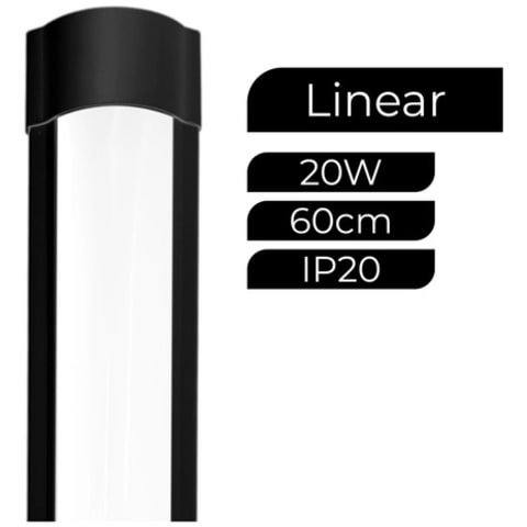 Luminária LED Linear Preta 60cm 20W: Sobrepor, Design Moderno e Eficiente — foto 3