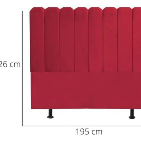 Cabeceira Nuvem Alanis Suede Vermelho p/ Cama Box King 195cm — foto 3
