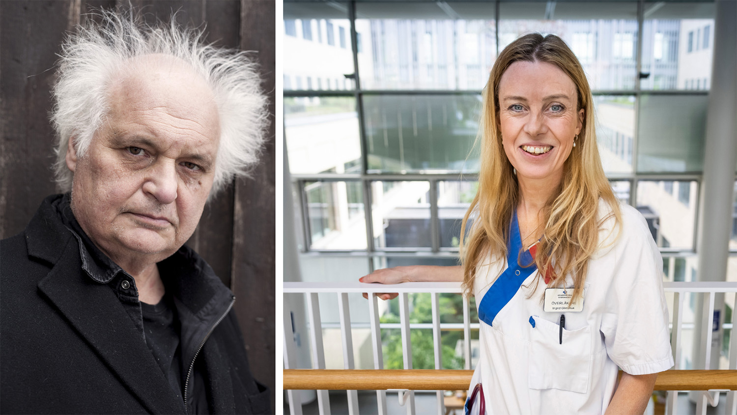 närbild man och kvinna klädd i sjukhusklädsel