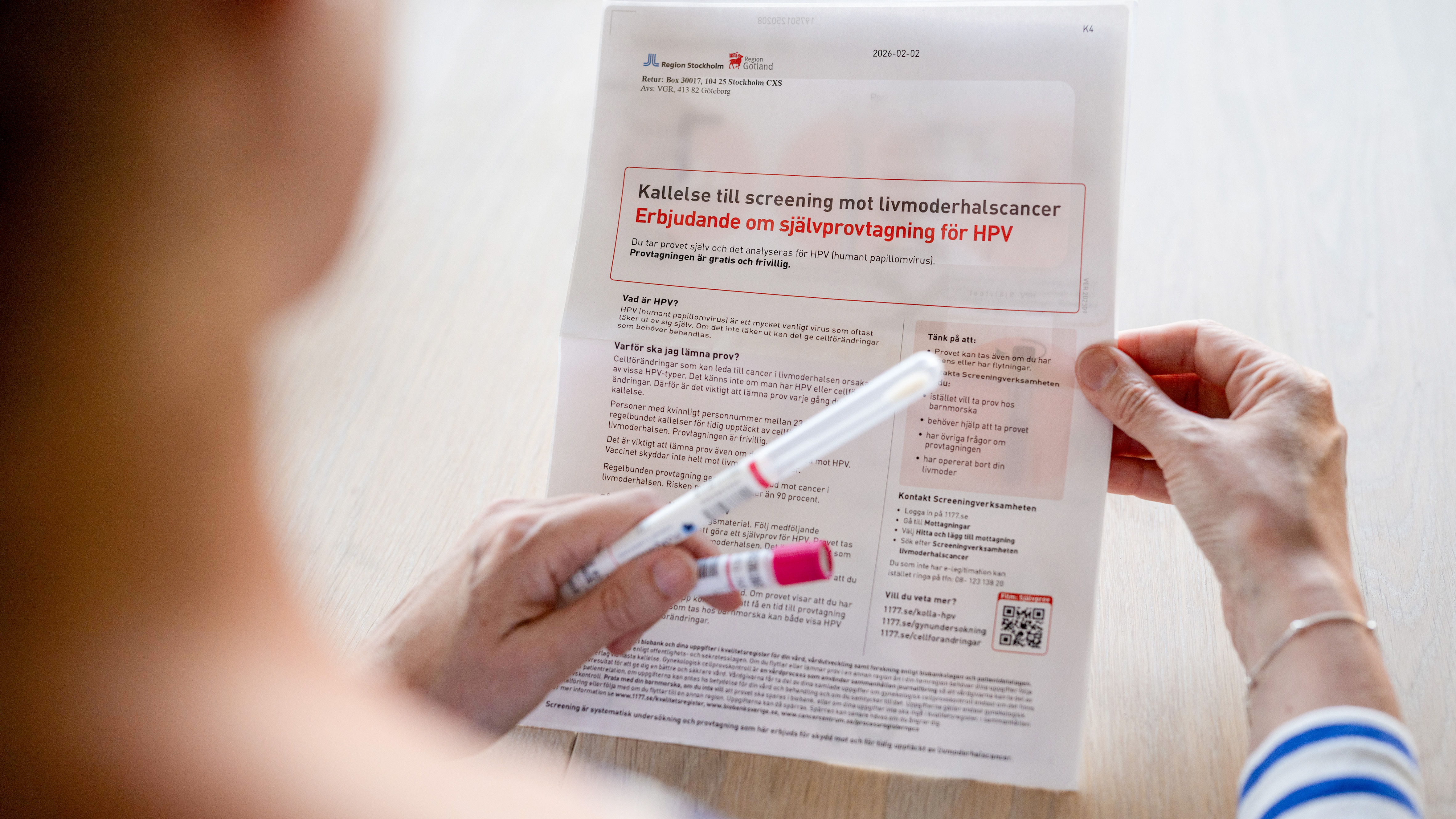 Hemtest för HPV. Foto: Sanna Percivall/Cancerfonden