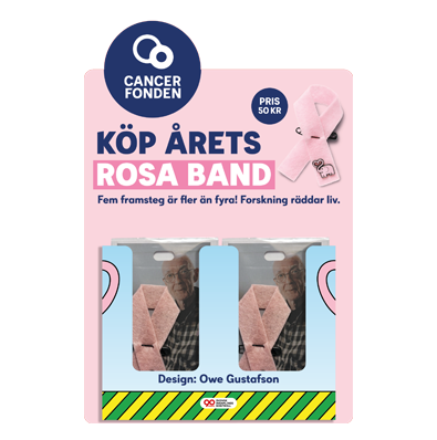 Cancerfondens ställ med 30 rosa band