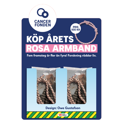 Cancerfondens ställ med 20 rosa armband