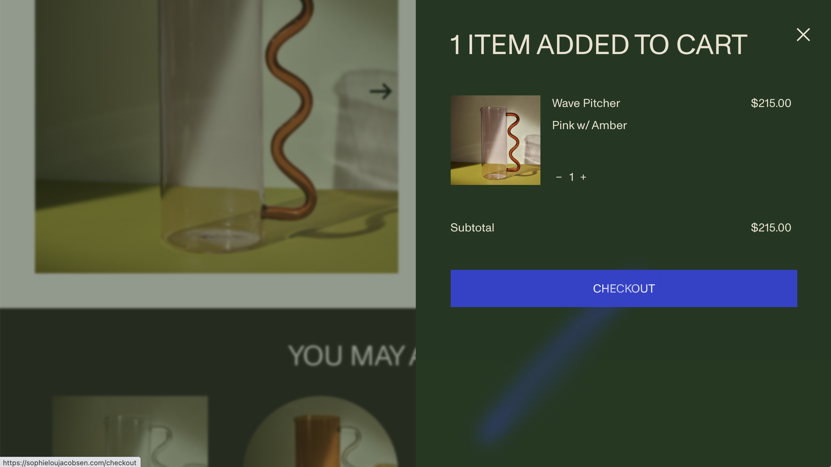 The cart pops out from the left whenever you add something.