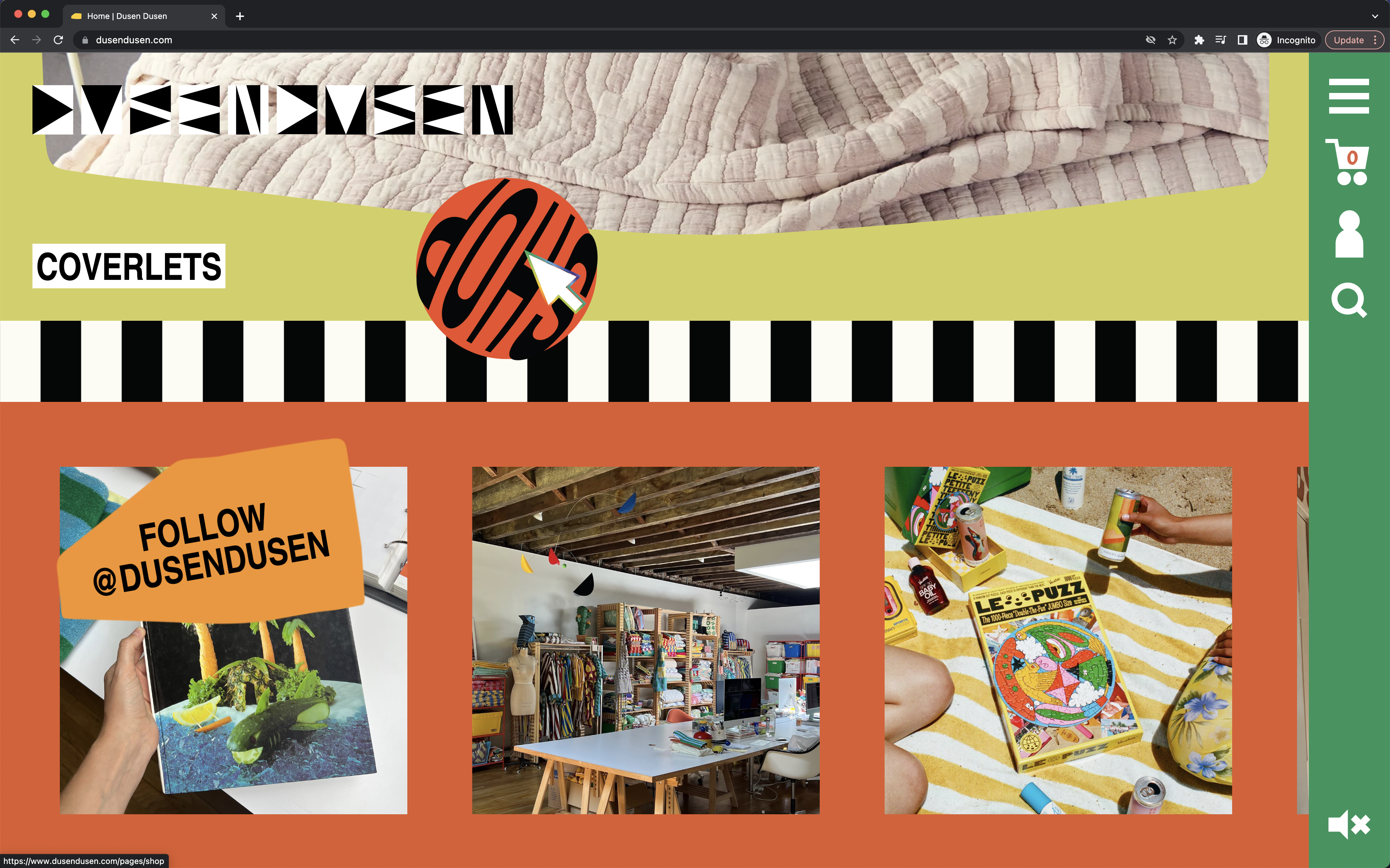 This ball highlighted here bounces off the walls of the screen, as well as the Dusen Dusen logo.