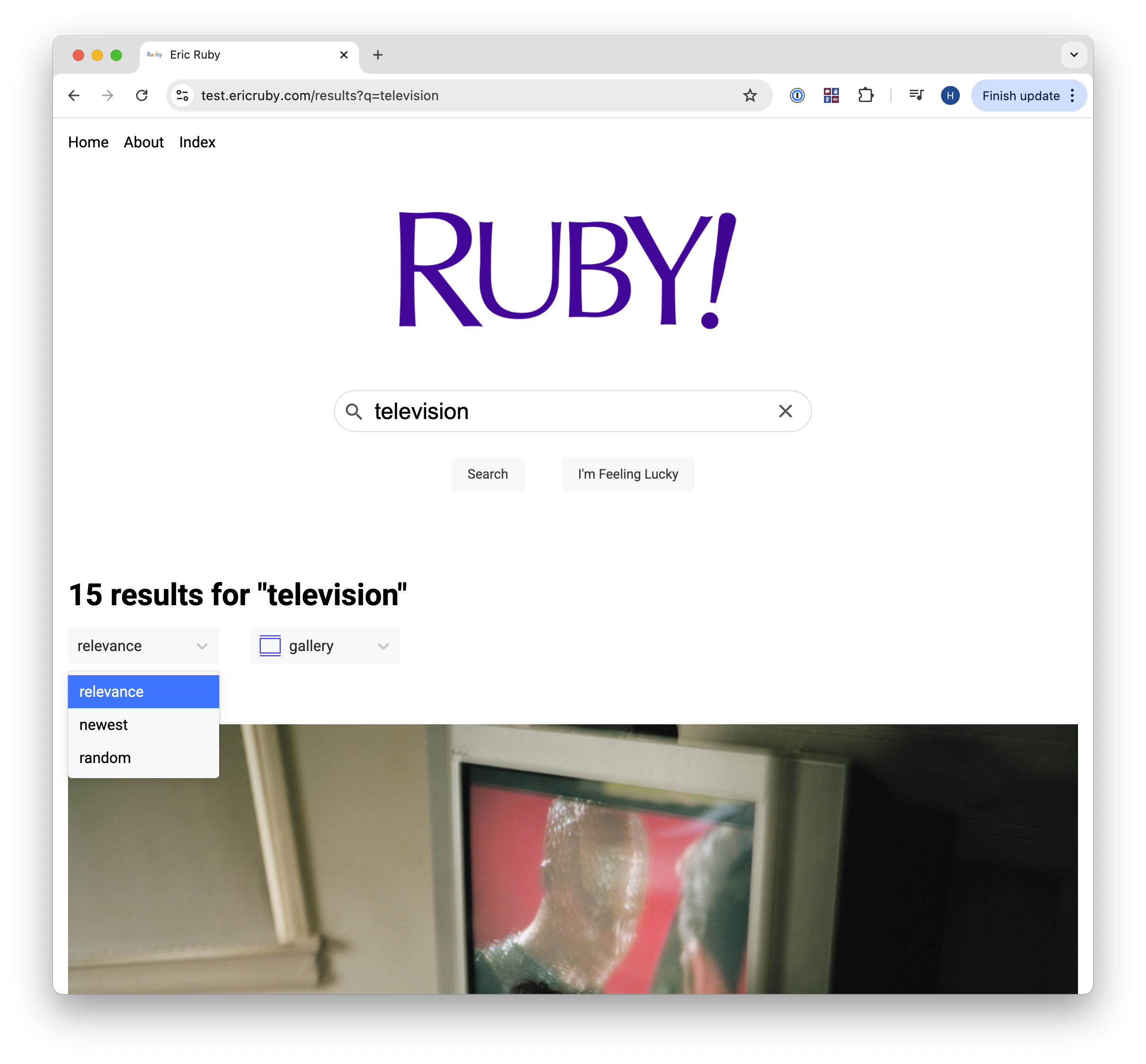 Users can sort by a few criteria and view large-scale images or a grid of images.