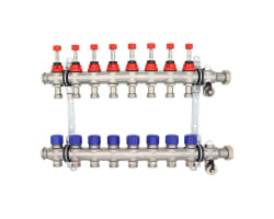 Gulvvarmefordeler 1" RF, 8 krets m/flowmeter