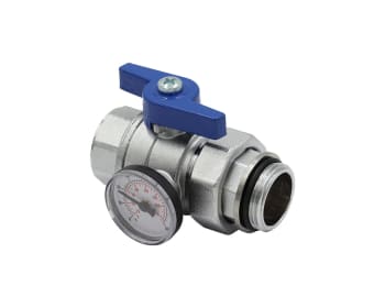 Kuleventil Compact m/union for fordeler 1", rett m/termom, B
