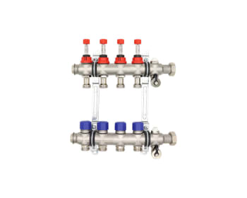 Gulvvarmefordeler 1" RF, 4 krets m/flowmeter