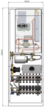 Gulvv.sentral, 6 kW, 3x230V, 5GV, 550x1550x136