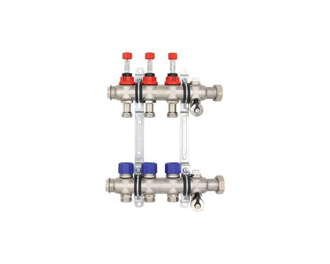 Gulvvarmefordeler 1" RF, 3 krets m/flowmeter