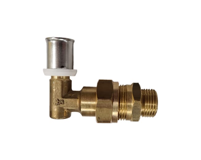 Multipress Albue 90° m/løs gjenge 16x2 - 1/2" utv