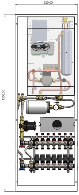 Gulvv.sentral, 6 kW, 3x400V/1x230V, 6GV, 550x1550x136