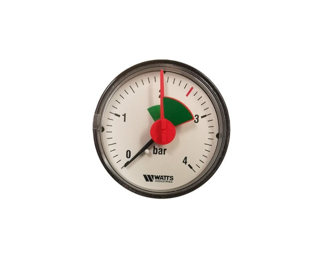 Manometer Ø50 med tilkobling bak, 0-4 bar, 1/4"