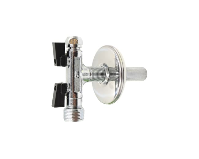 TV Kombiventil, 1/2" - 3/4" - 3/8"/10 mm, m/lav rosett
