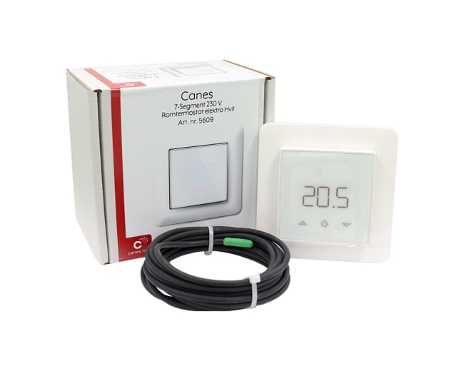 Hyco digital 230V romtermostat m/gulvføler, hvit