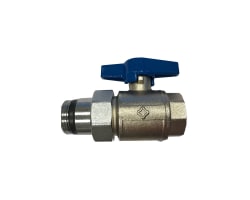 Kuleventil rett 3/4", m/union (Blå/Rød)