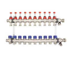Gulvvarmefordeler 1" RF, 10 krets m/flowmeter