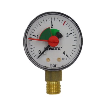 Manometer Ø50 med tilkobling under, 0-4 bar, 1/4"