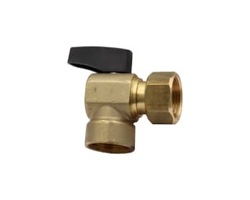 TV Kuleventil, 3/4" inv, vinkel m/løpemutter, sort grep