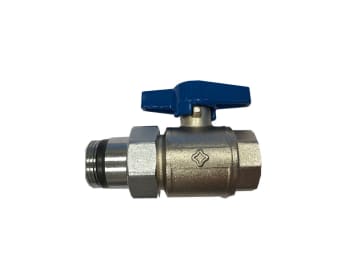 Kuleventil rett 3/4", m/union (Blå/Rød)