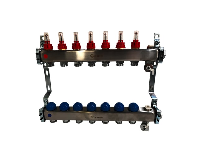 Fordeler 1" RF, 7 krets m/ flowmeter og retur regul.
