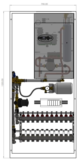 Gulvv.sentral, 8 kW, 3x400V/1x230V, 9GV, 700x1550x136