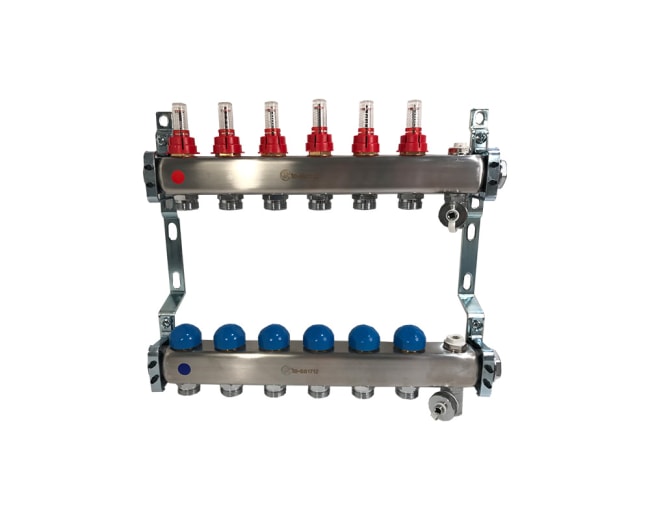 Fordeler 1" RF, 6 krets m/ flowmeter og retur regul.