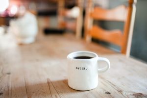 Begin Coffee Mug on Table | Cannaray CBD