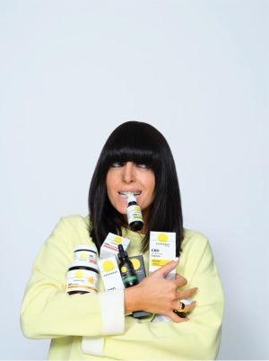 Claudia Winkleman with Cannaray CBD range